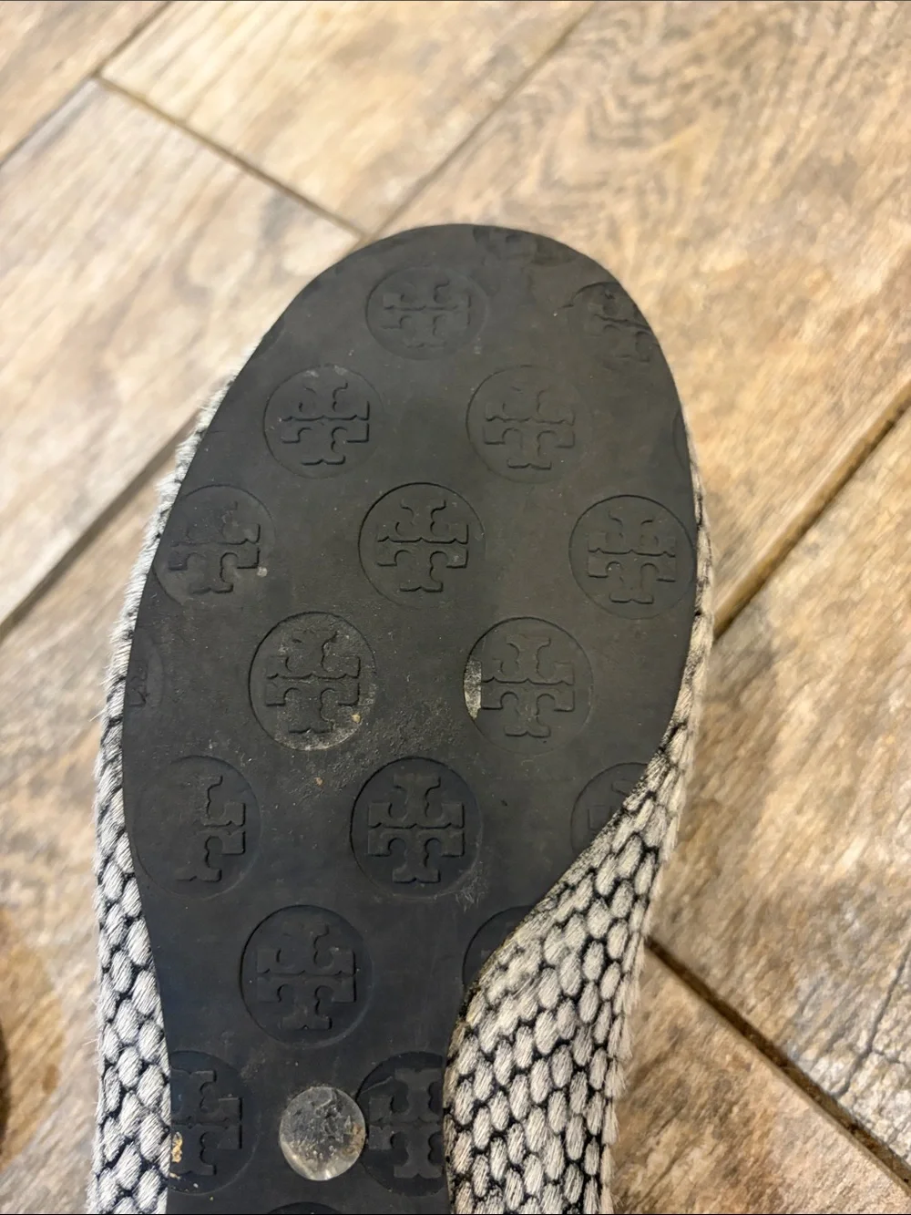 Tory Burch Gray Braided Reva Logo Ballet Flats size 8.5